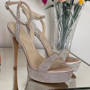 Aldo Sparkling Silver Platform Heels